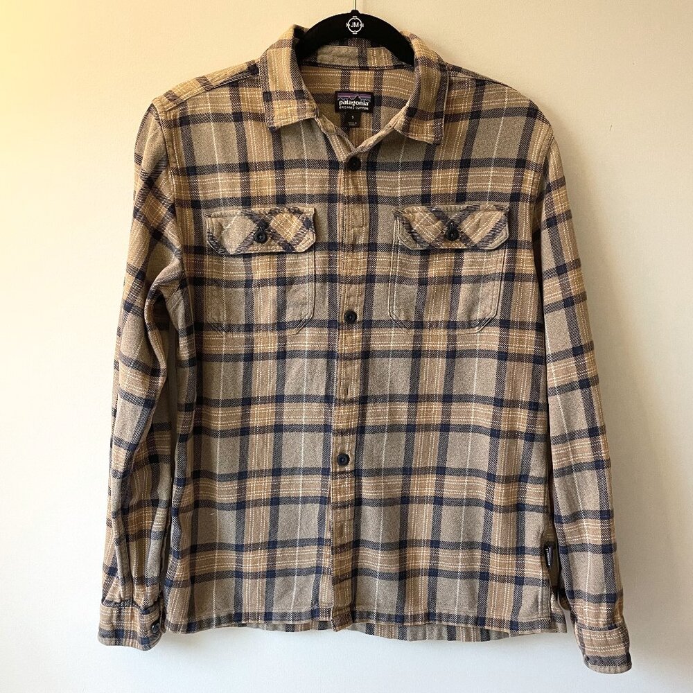 Patagonia Flannel Shirt, Size: S, Color: navy and tan